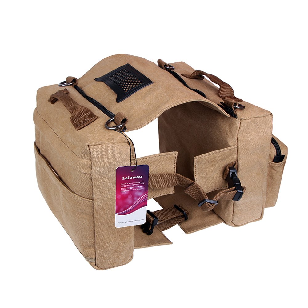 Canvas Dog Backpack Pack Saddle Bag Rucksack for Travel Camping Hiking (for Big Dog)