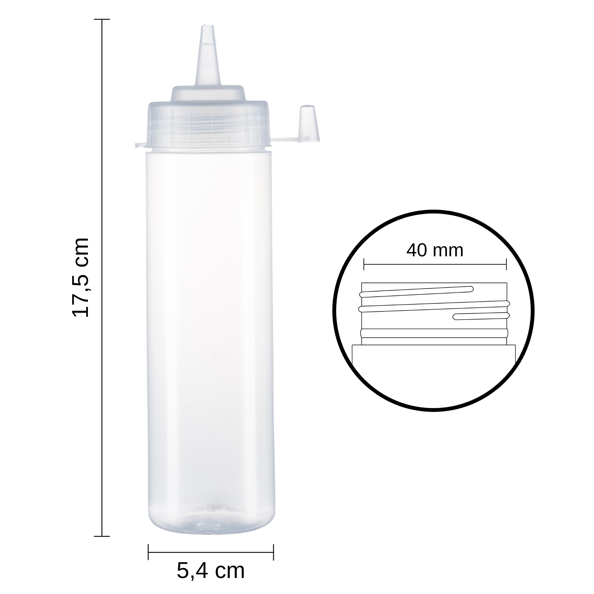Botella de Salsas Exprimible - 6 Piezas de 250 mL - Hecho en España - Dispensadores Reutilizables y Reciclables - Sin BPA, Tapón Antifugas para Salsas y Condimentos (Transparente)