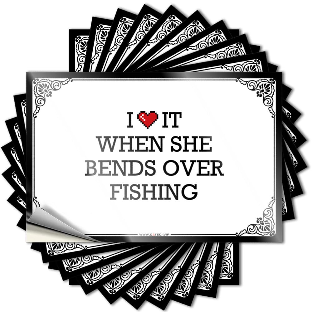 Sticker Cover Scratch Resistant Decals, Girly Matte Print for Phone Case Spring | Girly Bathroom Decor Uv Proof Pack I Love It When She Bends Over Fishing(8X12CM)
