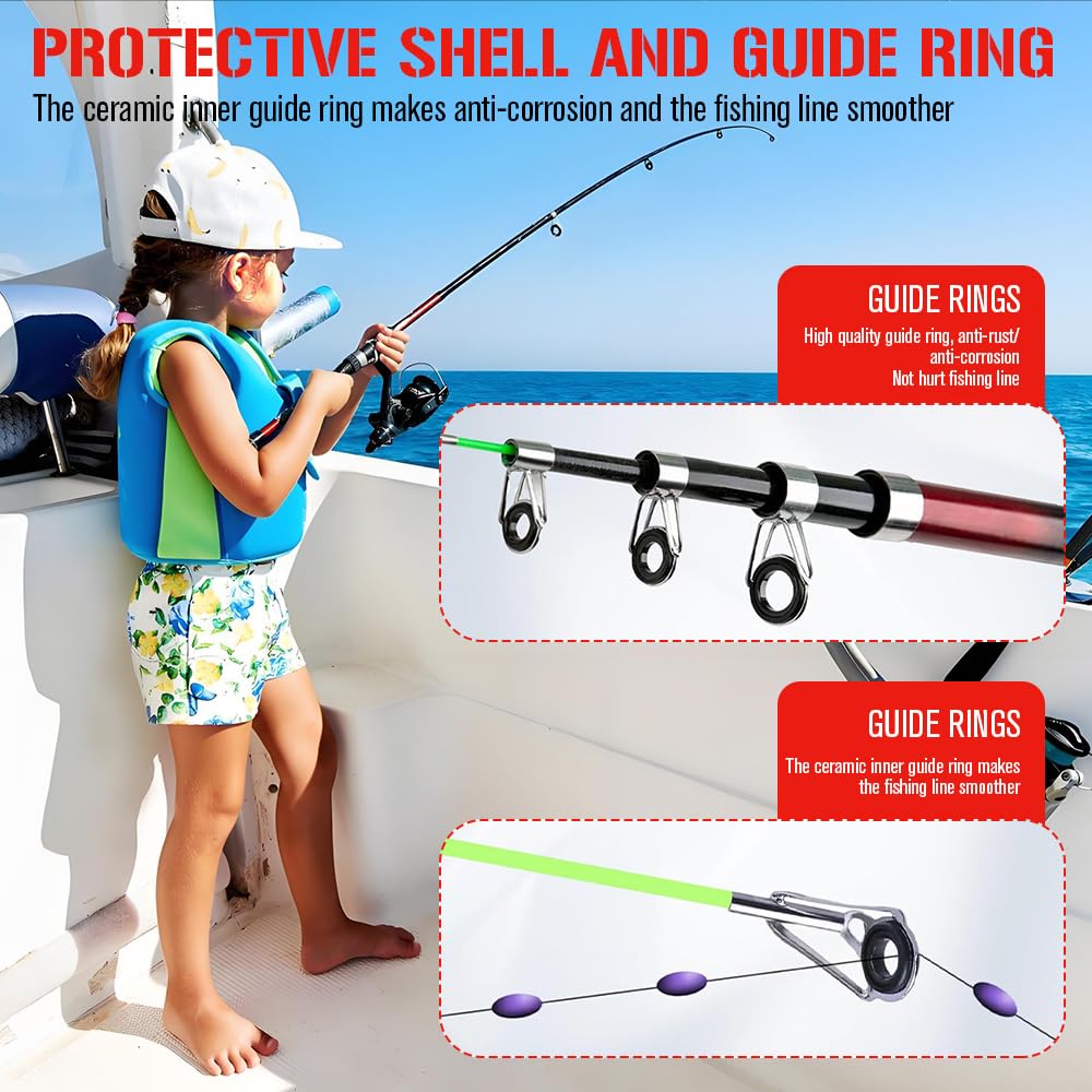 Set de Pesca para Niños, 1,8 M Caña de Pescar Telescópica con Carrete y Juego de Cebo, Caña de Pescar Telescópica de Fibra de Carbono, Accesorios para Niños de 3 a 10 Años