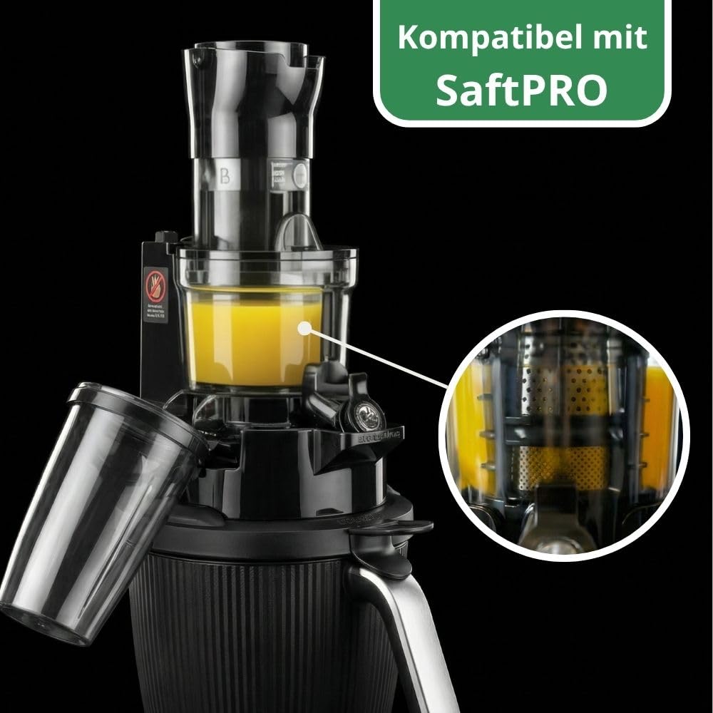 Leckerhelfer® SaftPRO – Slow Juicer, Entsafter passend für den Thermomix TM7, TM6, TM5, perfekter kaltgepresster Saft mit dem Kaltentsafter, das perfekte Zubehör passt für Thermomix (Adapter)