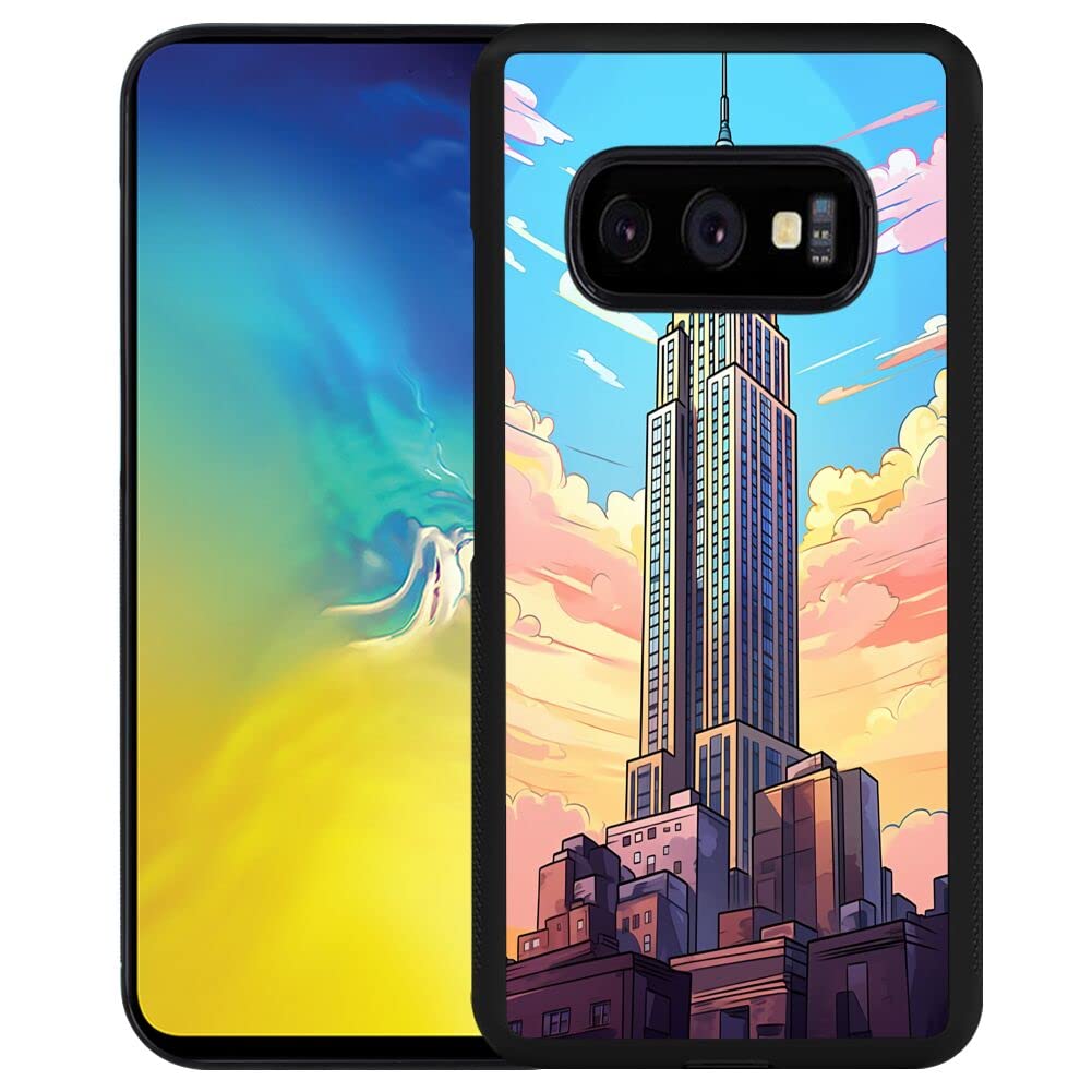 Case for Samsung Galaxy S10e with Empire State Building Art-16 Pattern,Soft Black TPU Rubber and PC Anti-Slip Full Body Protective Phone Case Suitable for Samsung Galaxy S10e