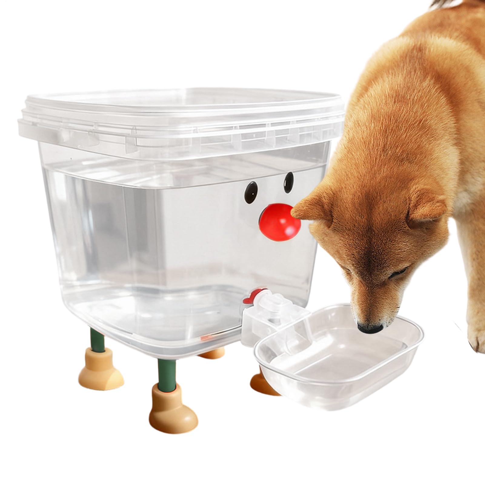 Pet Water Dispenser,Smile Face Auto Cat Dog Fountain Bowl - Non-Slip Puppy Waterer - for Balcony Indoor Office Bedroom Vacation Living Room Home