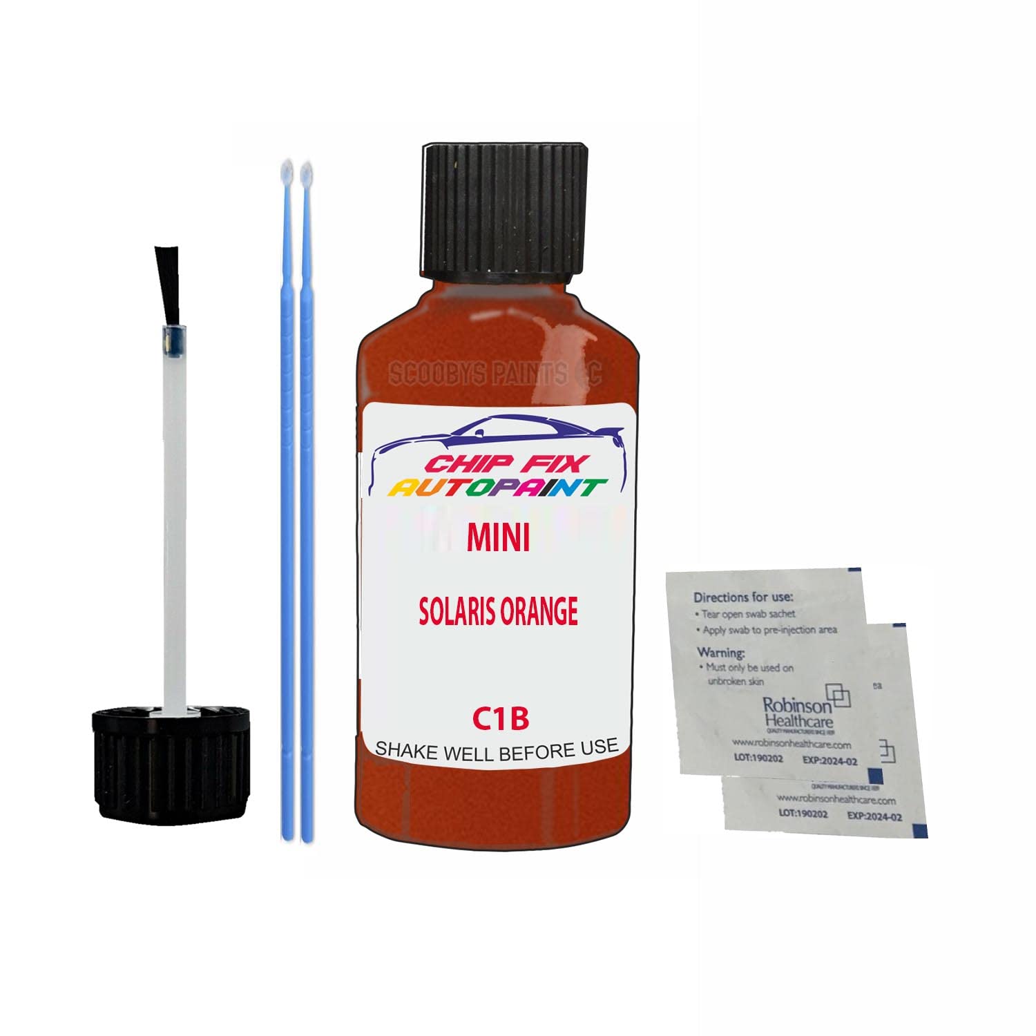 Scoobys Paints Back In The Mix Solaris Orange Touch Up Paint For Mini Cooper C1b 2018-2021 30Ml Bottle Brush Scratch Stone Chip Repair Pen