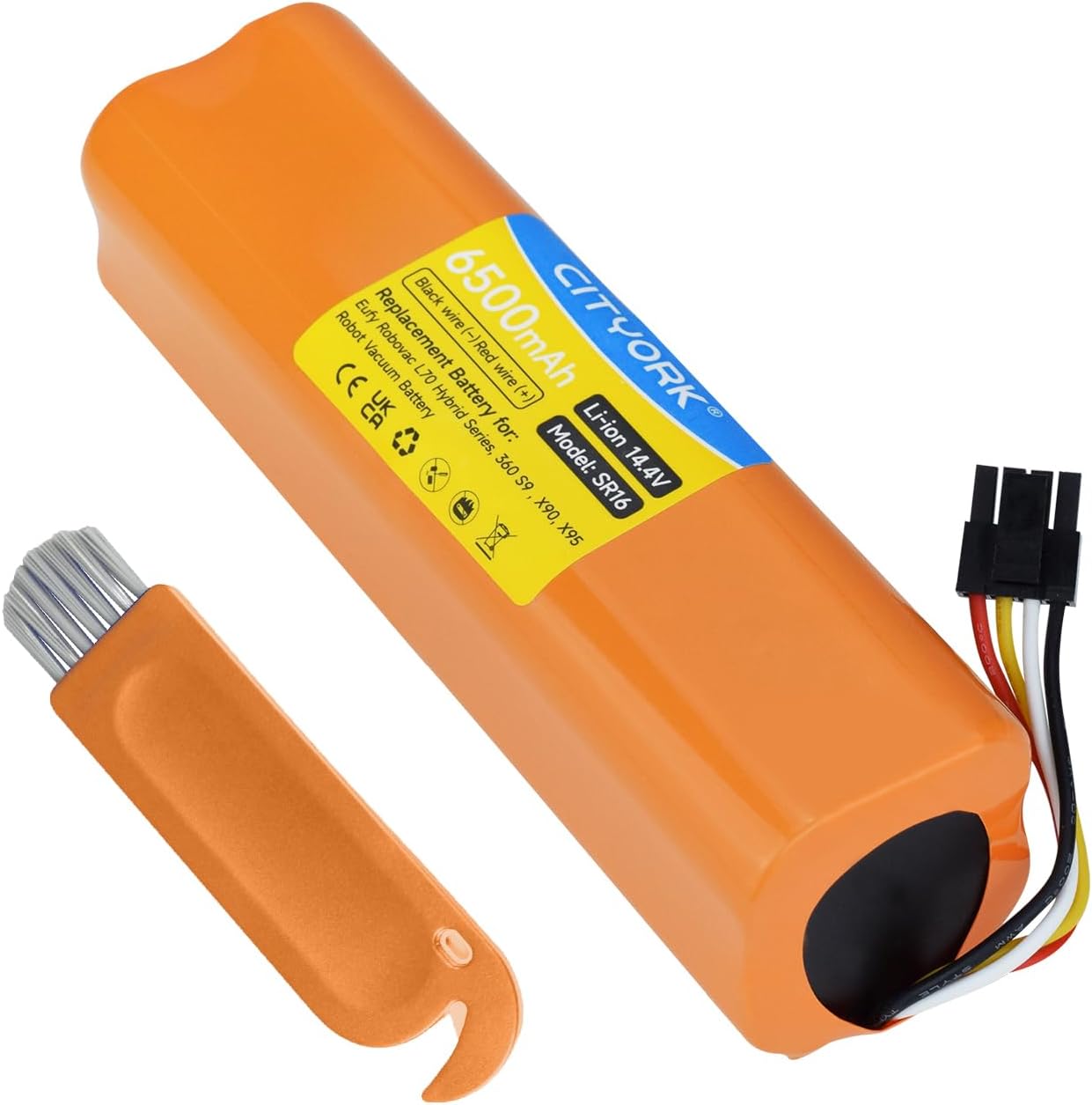 CITYORKLi-ion 14,4 V 6500mAh Replacement Battery Compatible for Eufy Robovac L70 / L70 Hybrid, T2190, T2190G21 / INR18650M26-4S2P, Battery compatible with 360 S9, X90, X95 hoover robot