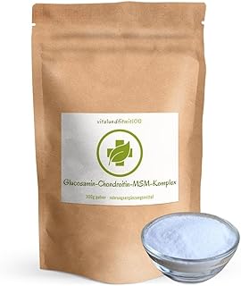 Glucosamin-Chondroitin-MSM-Komplex Pulver 300 g - natürliche Nahrungsergänzung - ohne Zusätze, Deutsche Herstellung