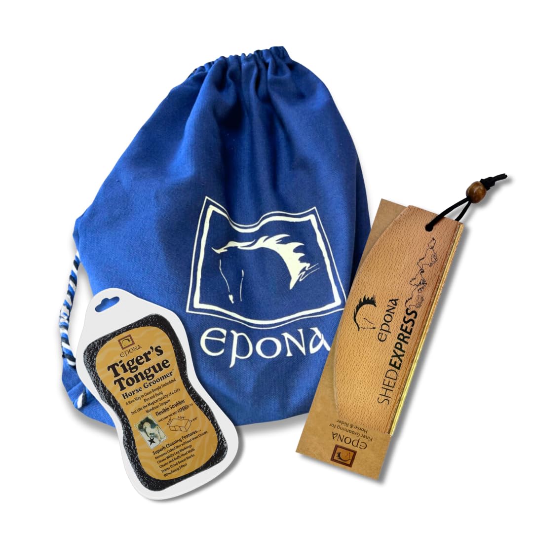 Epona Tigers Tongue Groomer & Shed Express Horse Grooming Tools with Bonus Backpack