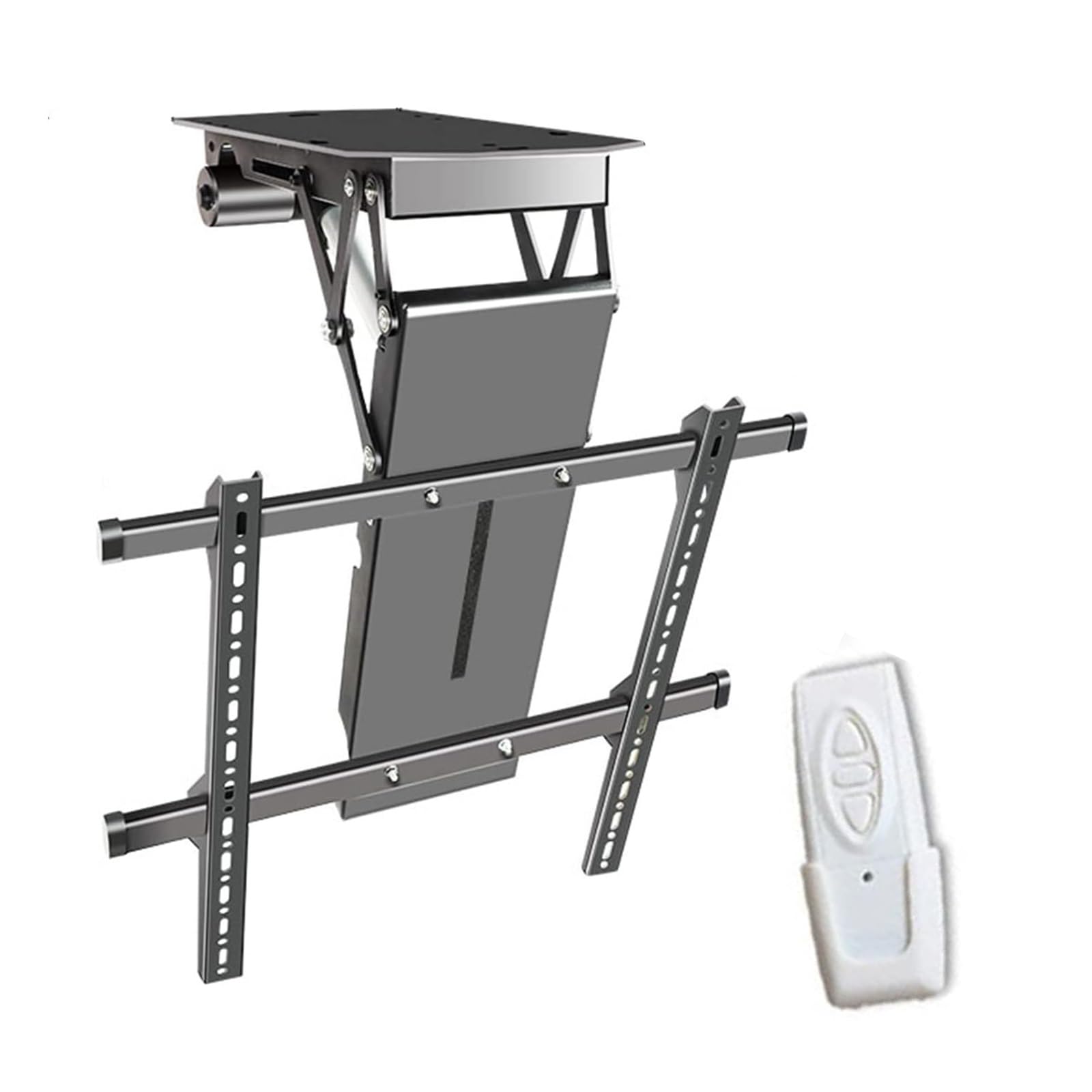 HTTGDGDH Ceiling Tv Mount Stand - Motorised Tv Bracket Stand, Tv Wall Mount, Telescopic Electric Auto Lifting Tv Stand, Fits 50-90 Inch Tvs, 0-85° Flip Down, With Remote Control A,