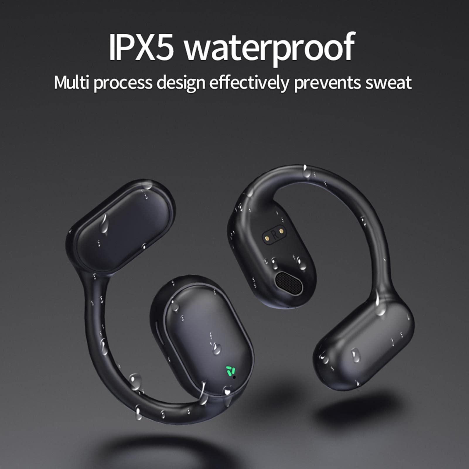 Auricolare senza fili con orecchio aperto, riduzione del rumore ENC, auricolare wireless con microfono, comodo da indossare per sport e lavoro, vivavoce per allenamenti e corsa