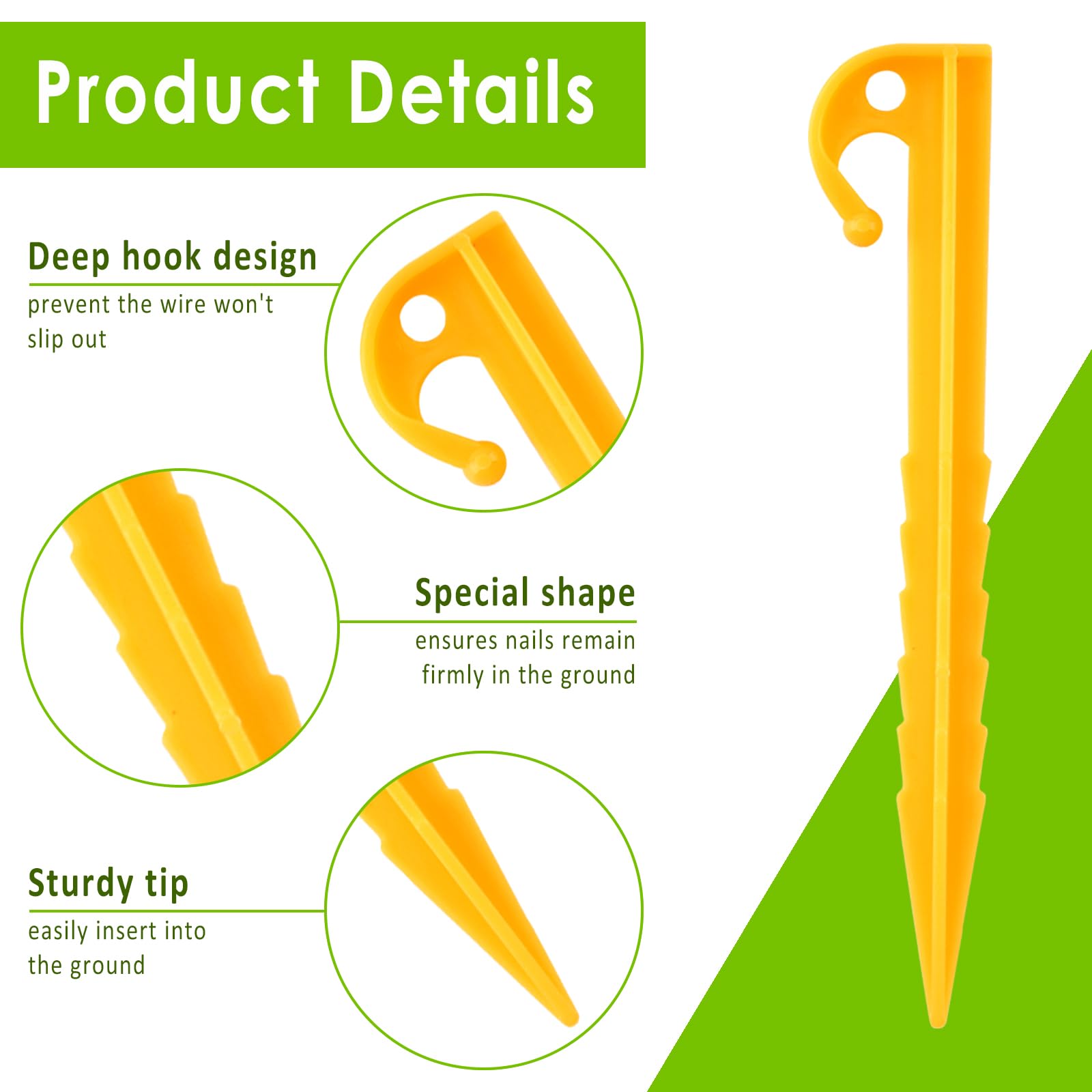 30 Picchetti Da Campeggio In Plastica ABS, 14,5 Cm – Pioli Leggeri E Robusti Per Tenda, Teli E Giardino – Colore Giallo Fluorescente - 5