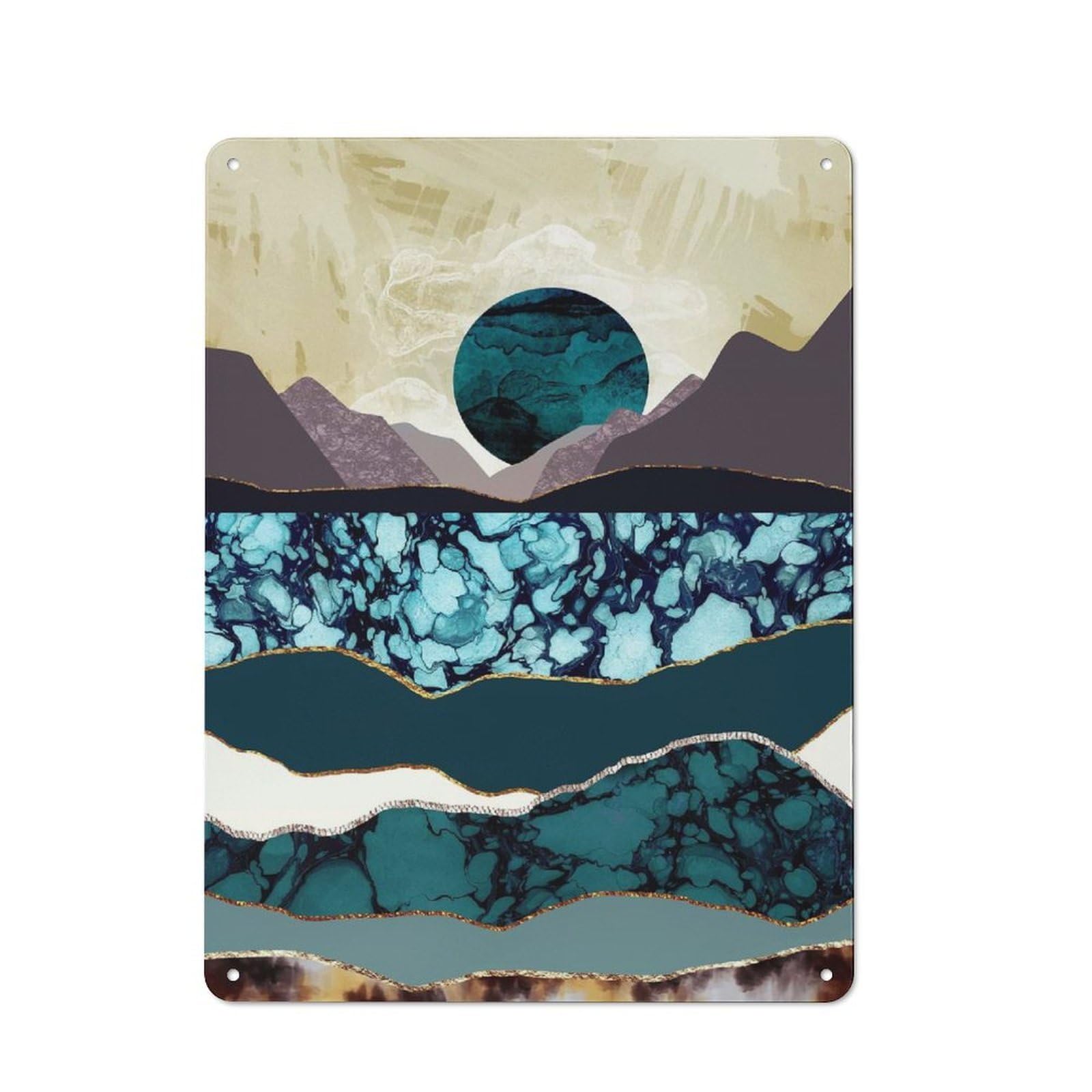 Junmoney Style-13 Desert Lake Retro-Style Tin Wall Plaque 40X30cm For Café Or Home Bar, For Themed Interiors In Cafés And Home Bars