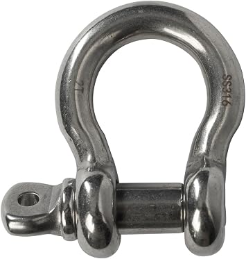 316 Stainless Steel Marine Bow Shackle ALFA Wheels D-Ring Screw Pin Heavy Duty Lifting Rigging Recovery