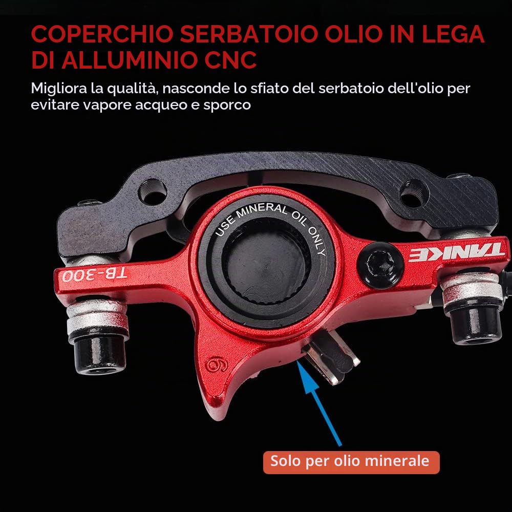 Bike Set Freno Idraulico con rotori da 160 mm Leva Pinza Freno a Disco Idraulico Anteriore e Posteriore per Bici elettrica Scooter Bicicletta
