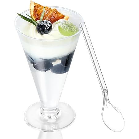 TOPRenddon 20 Pack Clear Dessert Cups, 4 Oz Disposable Plastic Champagne Flutes Cocktail Glasses, Reusable Parfait Appetizer Cup Mousse Cups For Home - View #3