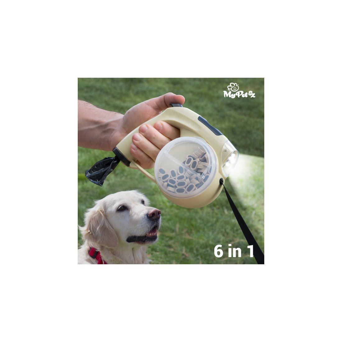 My Pet Ez ig113492 Retractable Dog Strap 6 in 1 Beige