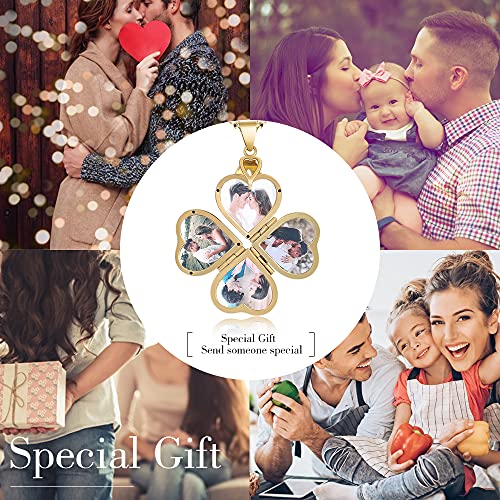 Nobelook Personalized Love Heart Locket Necklace That Holds 4 Photos Customizable Pendant Charms For Women Gold Plated Vintage Necklace For Mother Christmas Birthday Gift Chain Length 31.49 Inch Adjustable  thumb #5