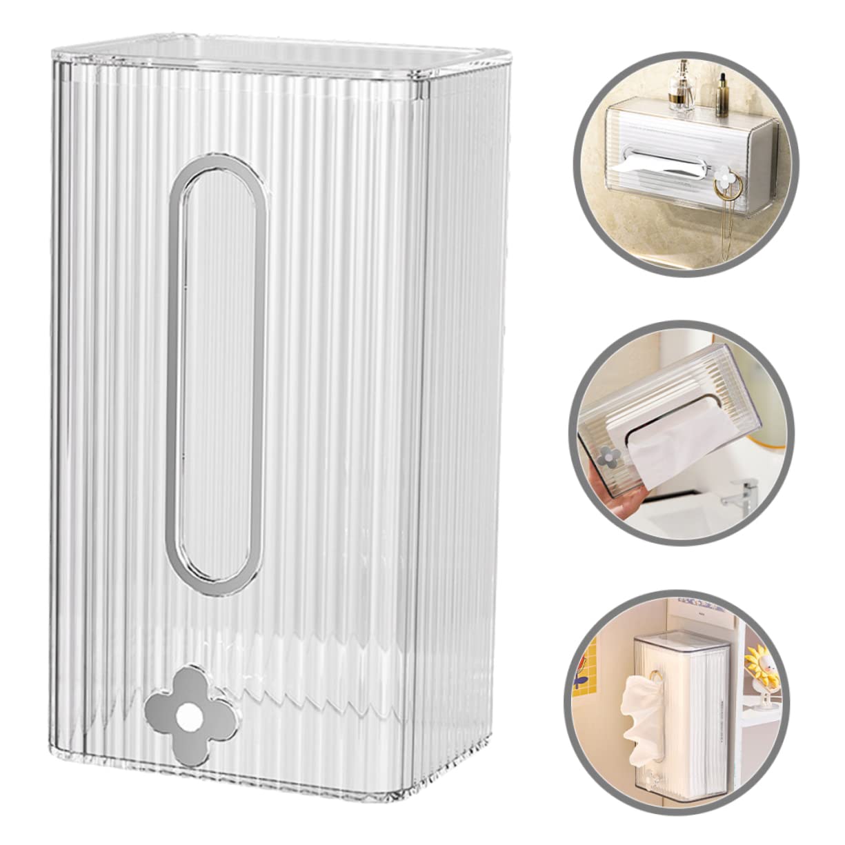Condition photo showing New/Like New for IMIKEYA Four Leaf Clover Tissue Box Wall Mount Holder for Bathroom Seagrass Cover Easy Storage Marble Tile Safe