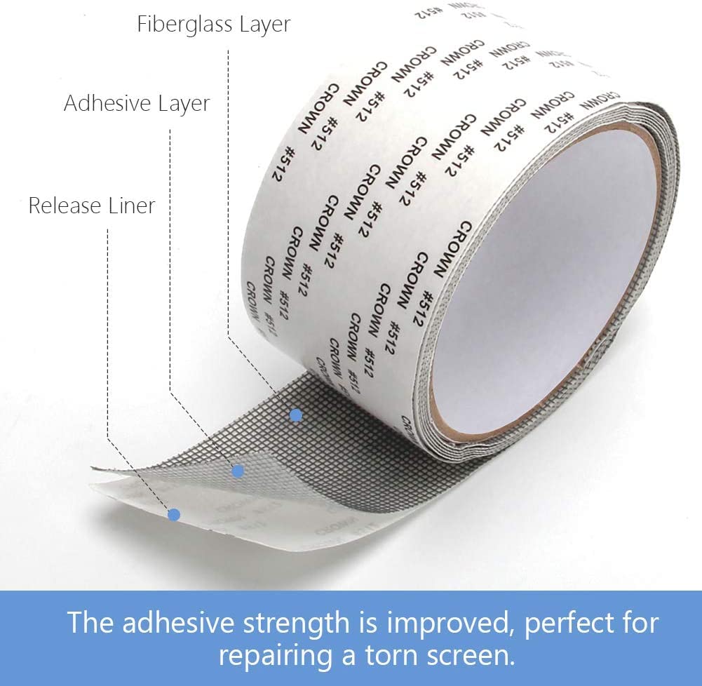 Styxon Window Screen Repair Kit, 3-Layer Strong Adhesive & Waterproof Tape Fiberglass Covering mesh, Repair for Window Screen and Screen Door tears Holes | 2 Inch X 2 Meter — Amazon image 2
