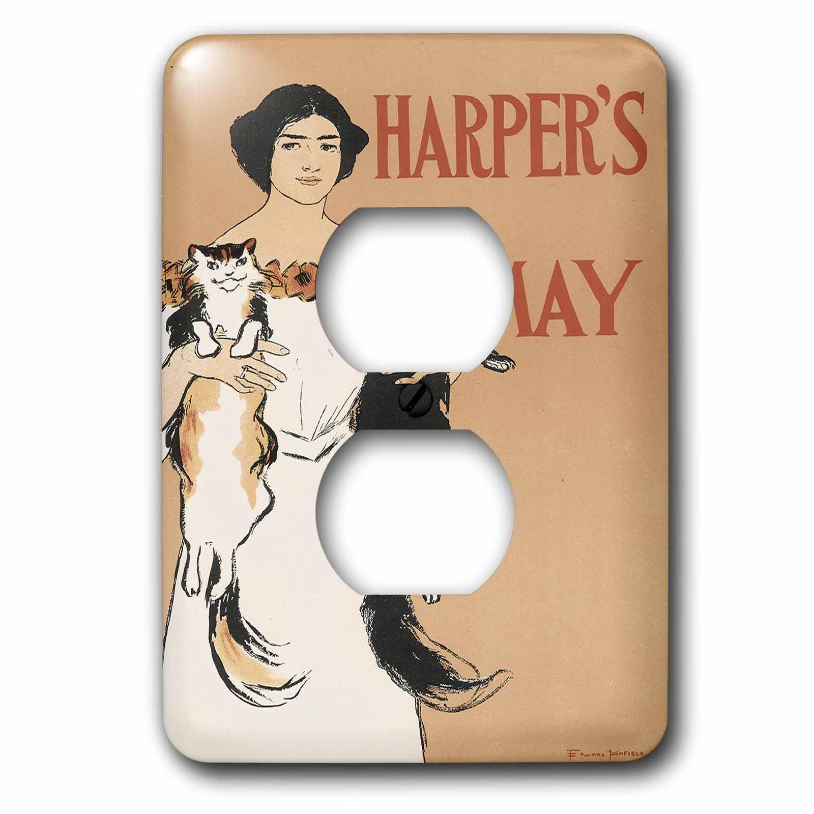 Couverture 2 prises double plaque murale vintage chats décor de maison 3dRose lsp_149477_6