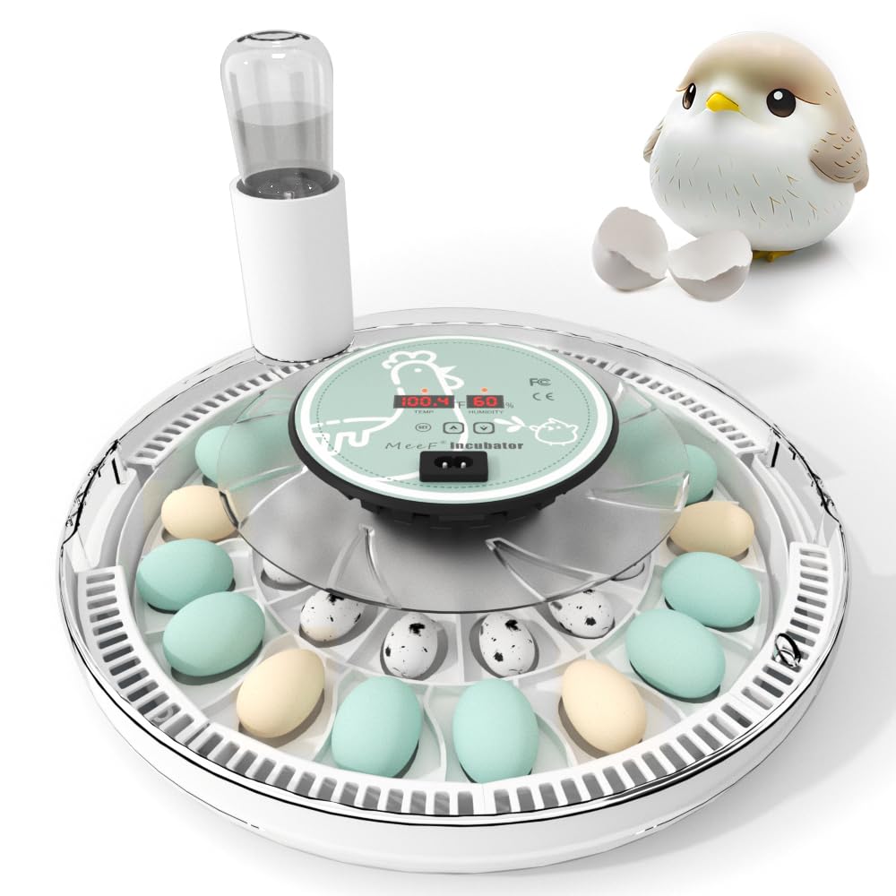 incubators for Hatching Eggs,Automatic 28 Eggs Incubator with Automatic Turner and Humidity Control, can Hatch Duck Eggs, Pigeon Eggs, Bird Eggs,Quail Eggs and 15 Goose Eggs…
