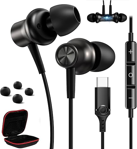 Auriculares USB C para Samsung S25 S24 FE Galaxy A17, auriculares magnéticos de alta fidelidad tipo C con cancelación de ruido para iPhone 17 Air 16