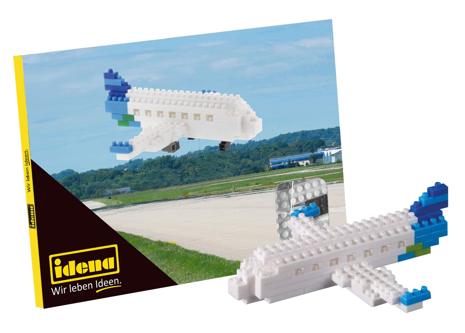 40149 Postcard Aeroplane with a 3D Model Kit with 78 Original Brixies Mini Building Blocks, Difficulty Level 1, Greeting Card or Gift for Children and Adults