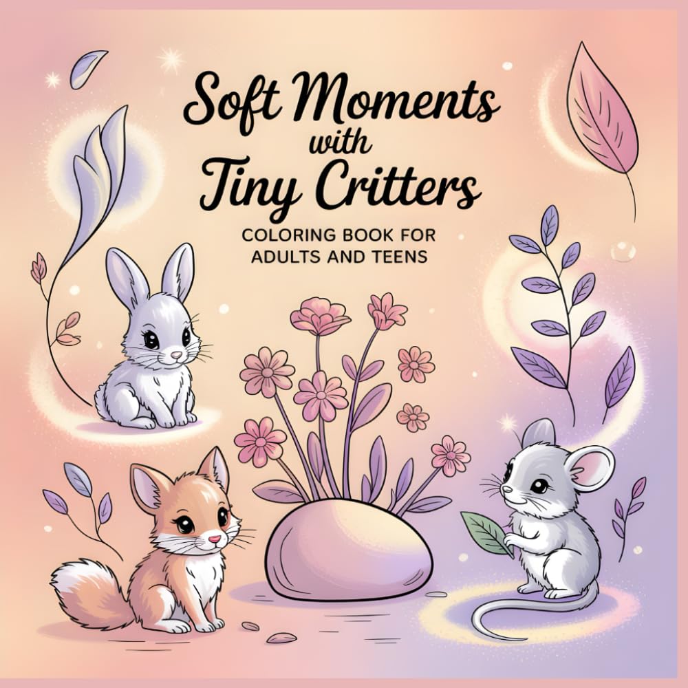 Soft Moments With Tiny Critters Coloring Book: Adorable Cozy Scenes With Tiny Animals for Adults and Teens (Whimsical Love Critters Coloring Collection)