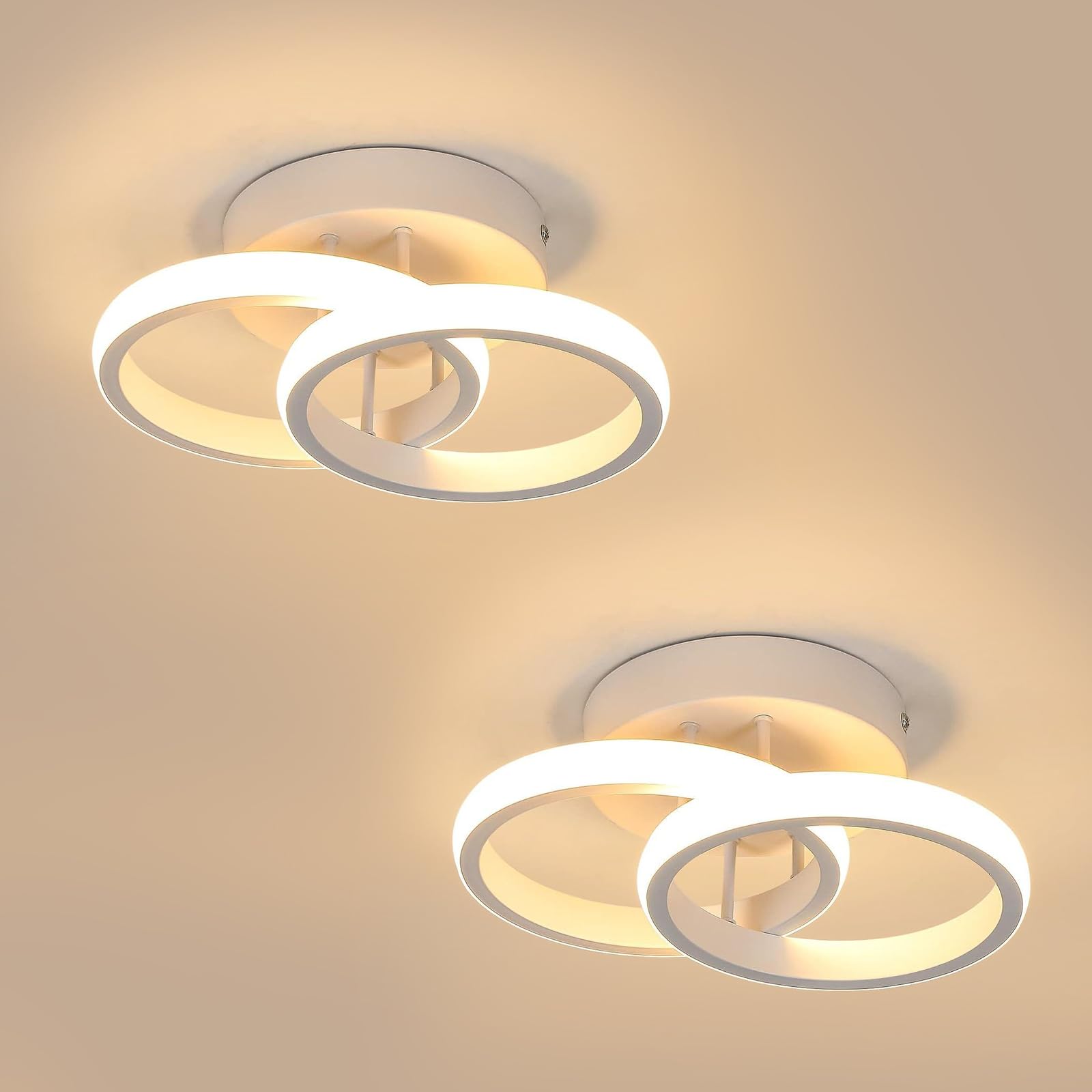 Goeco 2 Pièces Plafonnier LED Rond Moderne 22W 2475LM 3000K, Blanc