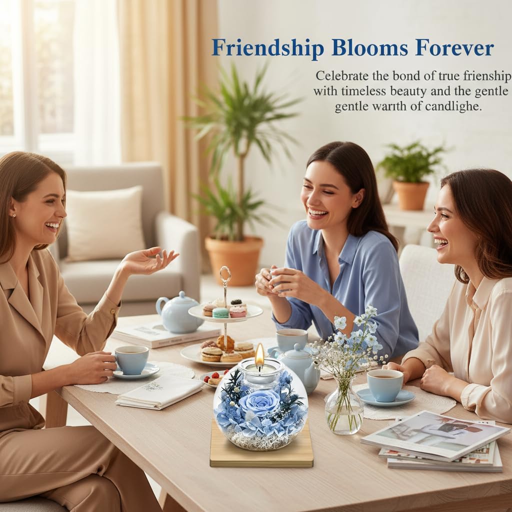 Birthday Gifts for Women,Eternal Preserved Real Rose with 18 Scented Candle Set(Bergamot+Jasmine),Preserved Rose in Glass Dome,Christmas Valentine Mothers Day Gifts for Her Mom Girlfriend,Home Decor - Image 5