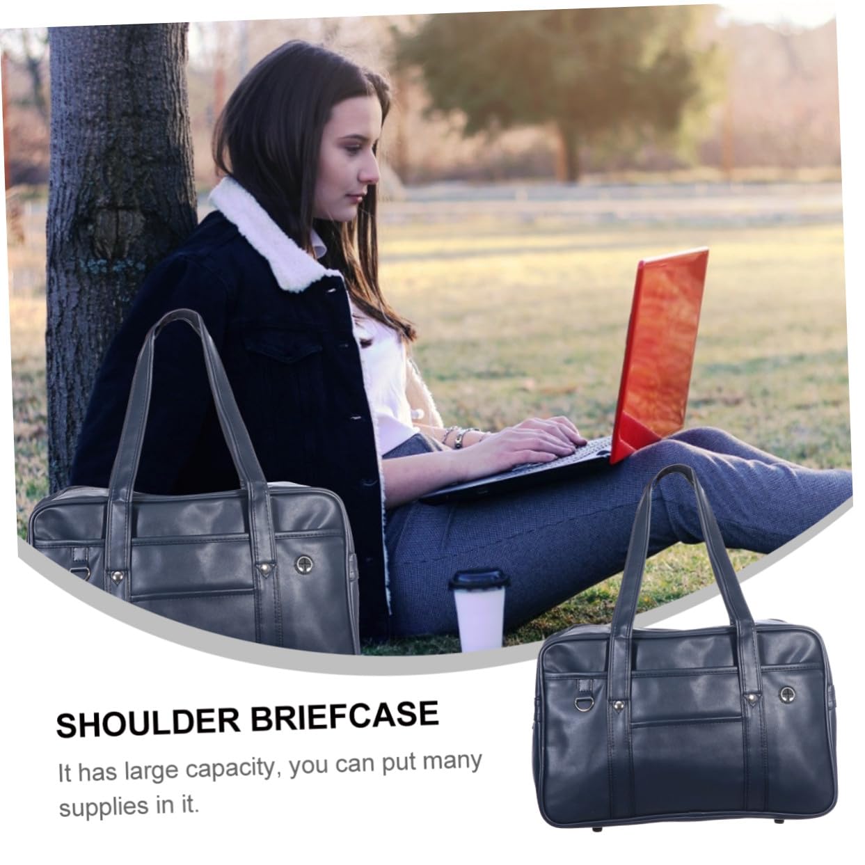 Borsa Tracolla per Laptop e Scuola Borsa Spalla Leggera e Capiente per Ufficio e Studenti Design Blu Scuro