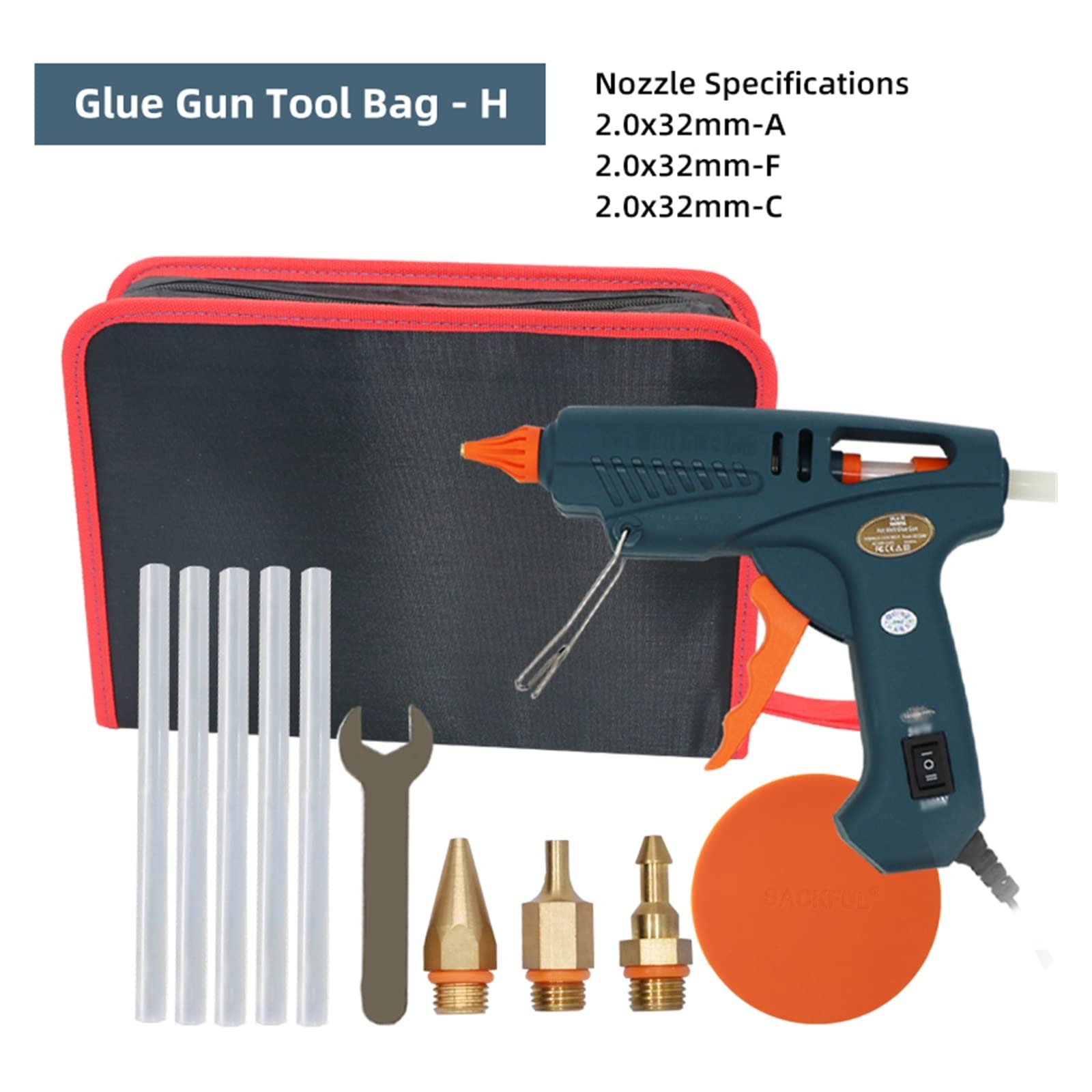 Pistolet Na GorąCy Klej, Pistolet do kleju Torba narzędziowa 50W/150W 100W Pistolet do klejenia na gorąco Miedziana dysza do 11mm klej w sztyfcie do domu DIY, prezenty świąteczne, rzemiosło Pistolet D