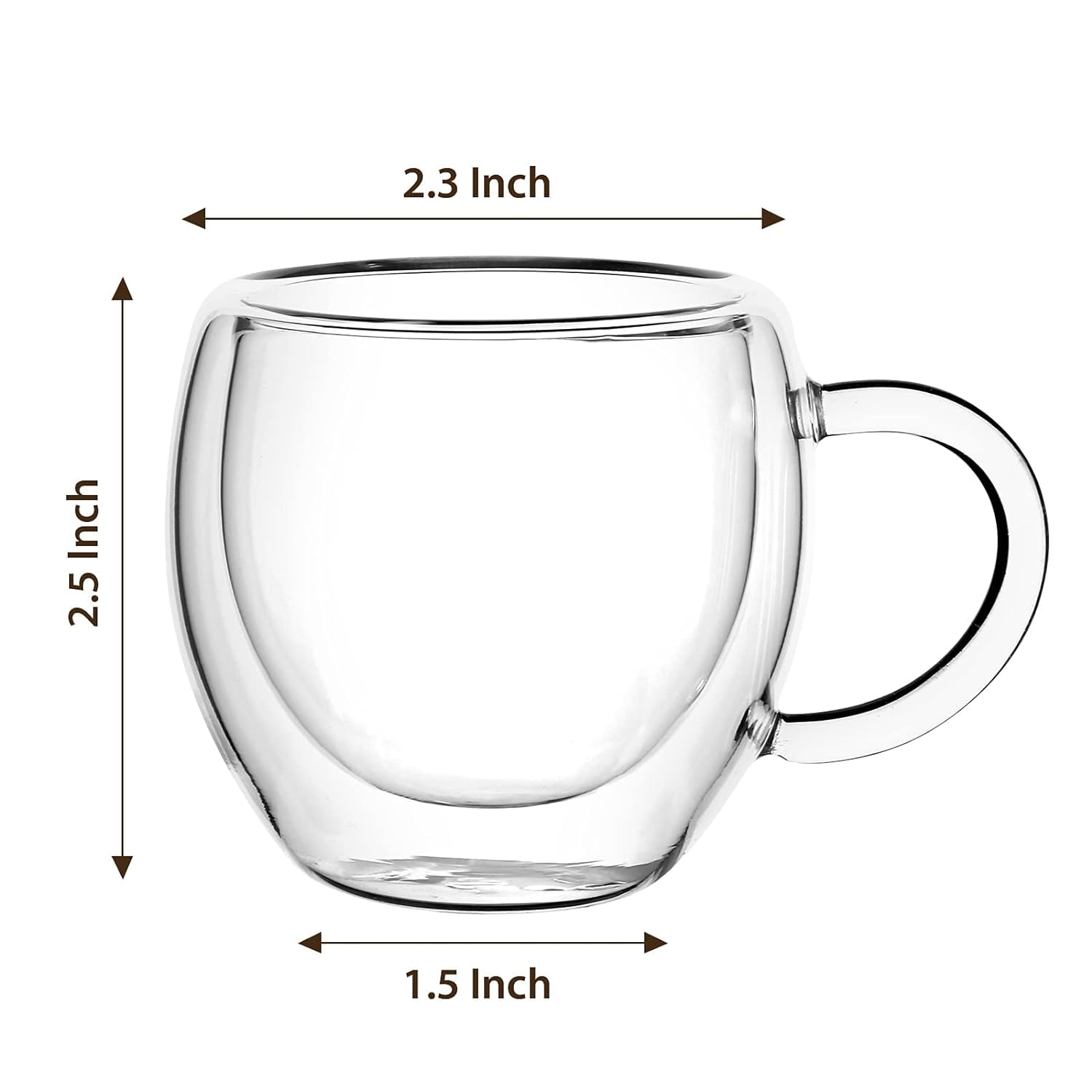 DOMINGO HUB® Double Wall Glass Tea-Coffee Cup 250 ML, Set of 1 Borosilicate Glass Double Wall Extra Wide Fancy Tea-Coffee Mug, Insulated Coffee Mugs, Espresso, Latte, Cappuccino 1