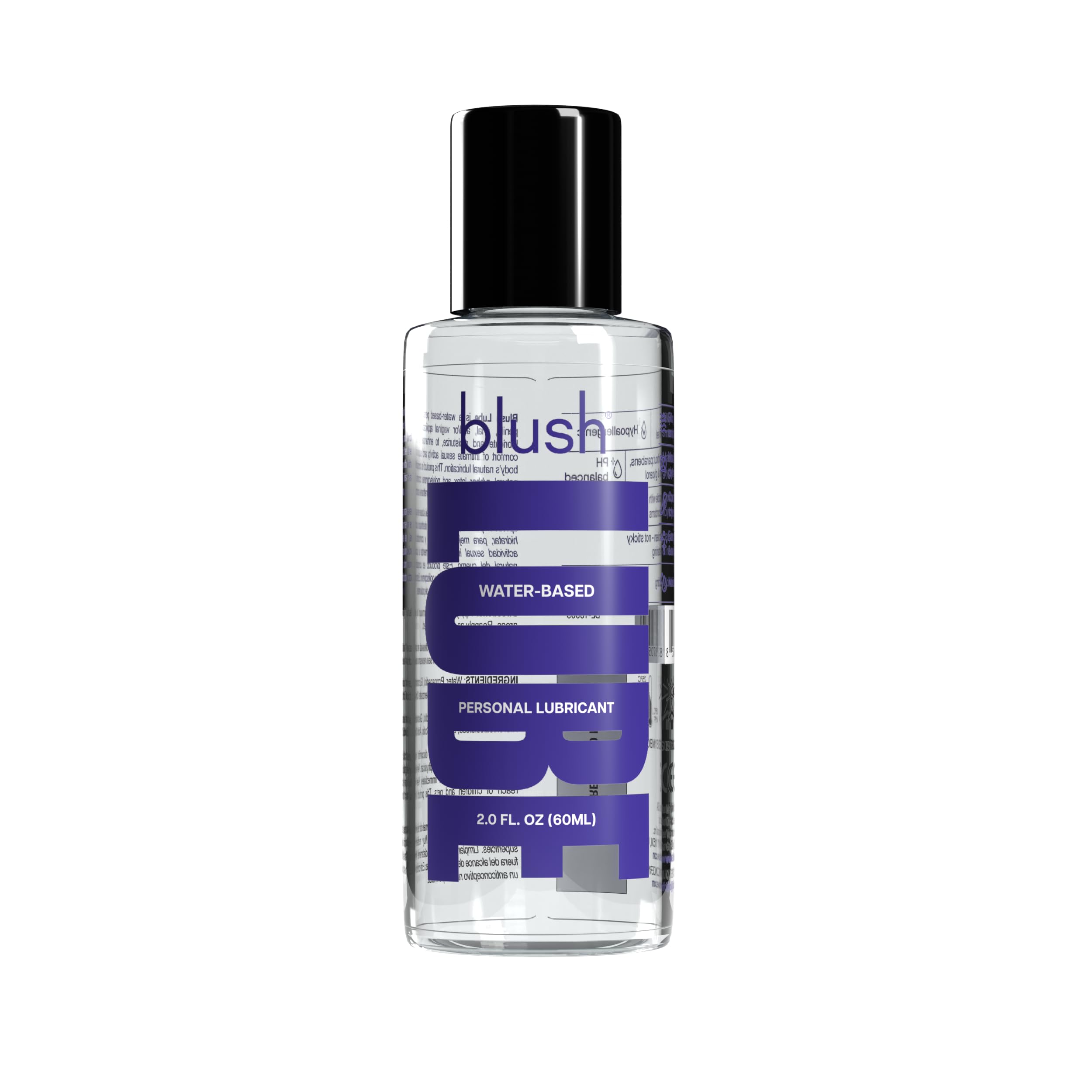 Blush Lube Water-Based Personal Sex Lubricant, 100% Body-Safe, Sensitive Skin Intimate Comfort, pH-Balanced (no Glycerin, Parabens, Propylene Glycol) Condom Friendly Sex Toy Natural Lube (2.0 FL Oz)