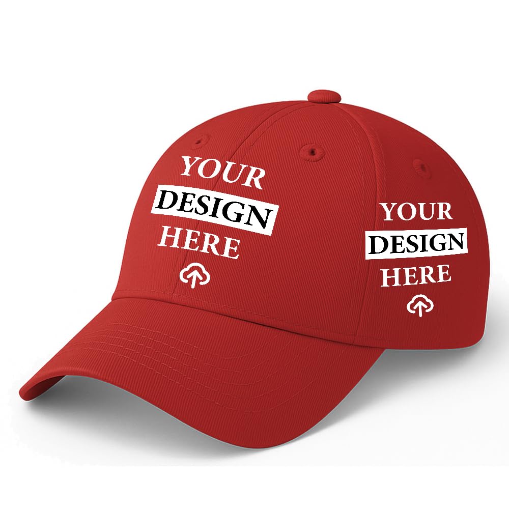AMAZON BRAND - ANARVA Personalized Premium Custom Cotton Cap | Design Your Own Baseball Cap with Logo, Name or Image | Free Size Unisex Adjustable Casual Hat for Men & Women