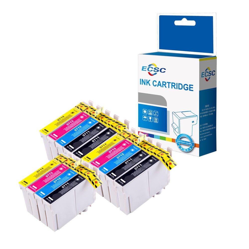 Compatible Ink Cartridge Replacement for Epson BX3450, Stylus CX4300 D120 D5050 D78 D92 DX400 DX4000 DX4050 DX4400 DX4450 DX5000 DX5050 DX6000 DX6050 DX7000F DX7450 T0715 (BK/C/M/Y, 14-Pack)