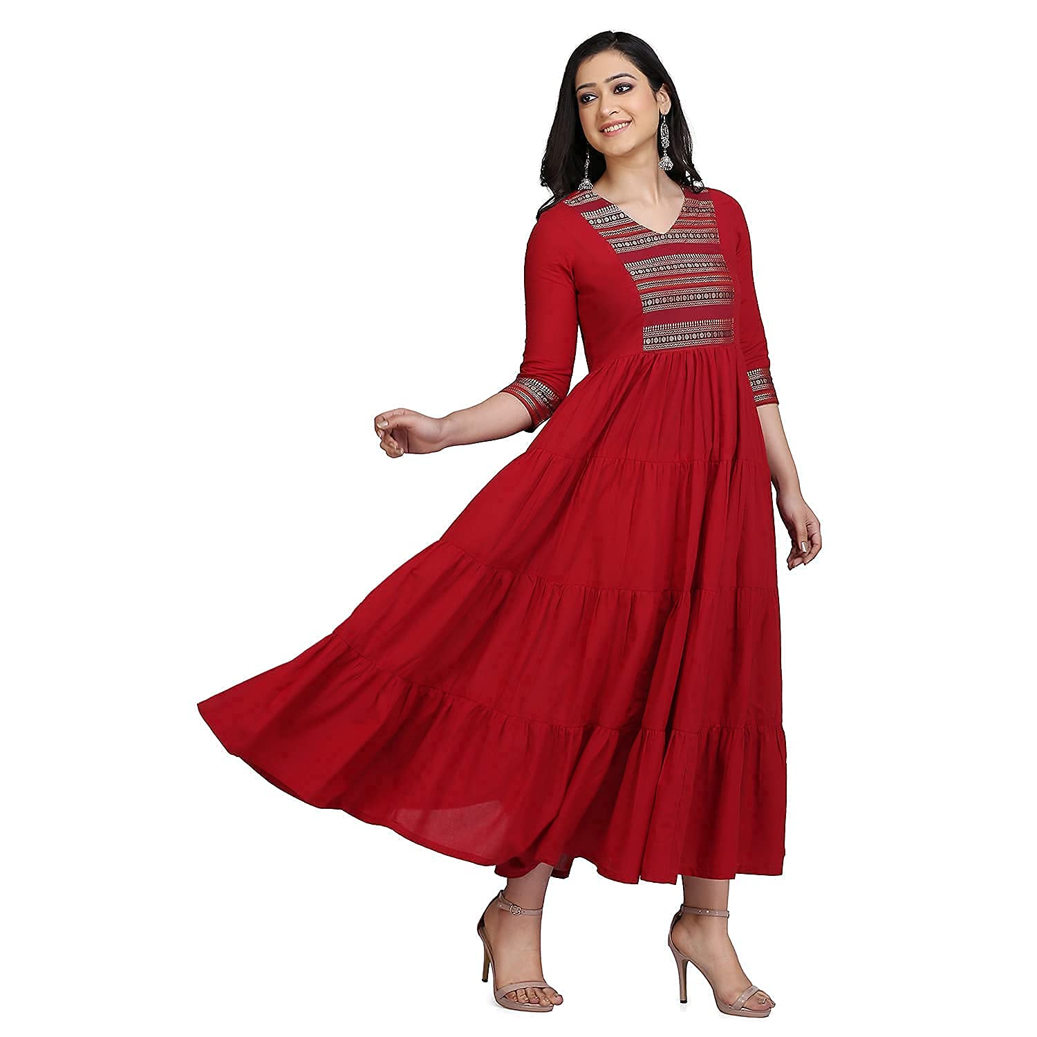 Rangavalistylish Maroon Festive Tiered Anarkali Dress For Women Western  Line | Desertcart Gambia