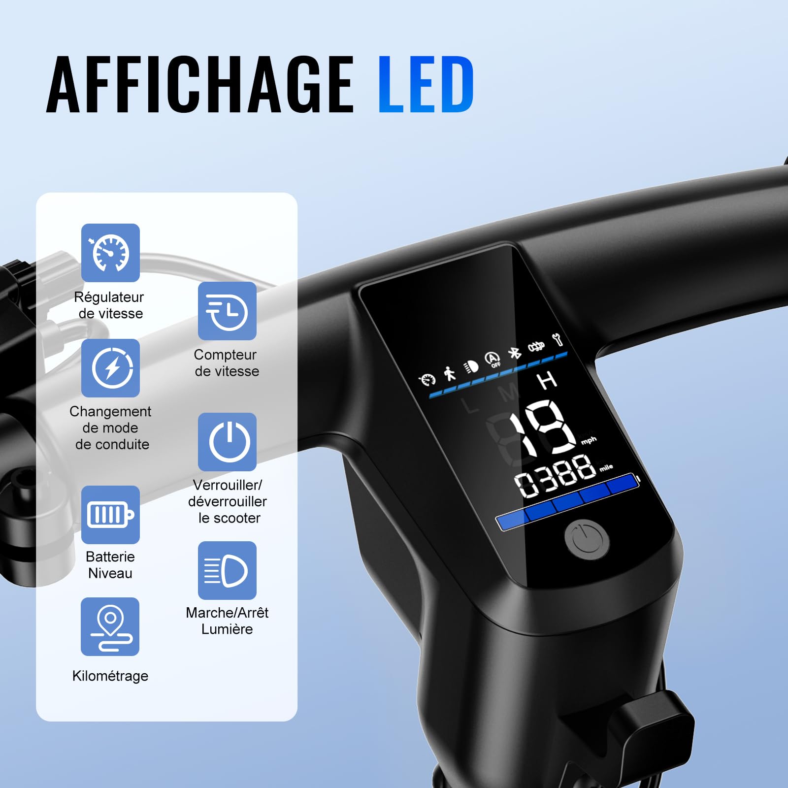 Trottinette Électrique Adulte 10 Pouces Electric Scooter, Autonomie Maxi 32 km, Moteur de 500W crête, Trottinette Electrique Pliable 36V 7.8Ah, Double Freins, Pneus nid d'abeille Anti-crevaiso