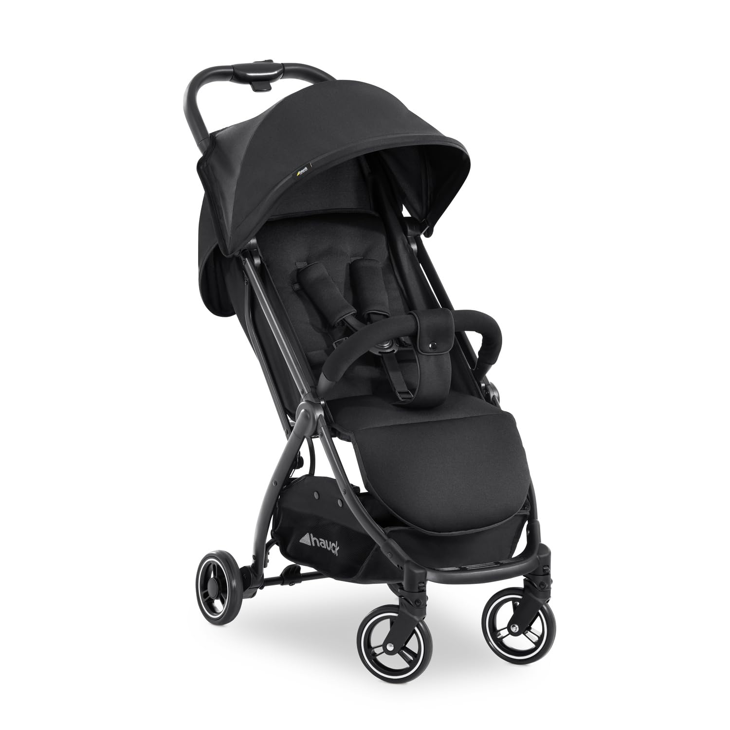 Hauck Swift X Baby Stroller-Ultra Compact and Lightweight Buggy with 5-Point Harness, One Hand Fold, Removable Bumer Bar, Pram for Kids from Birth Up to 25 Kg-Approx. 4 Years,Black