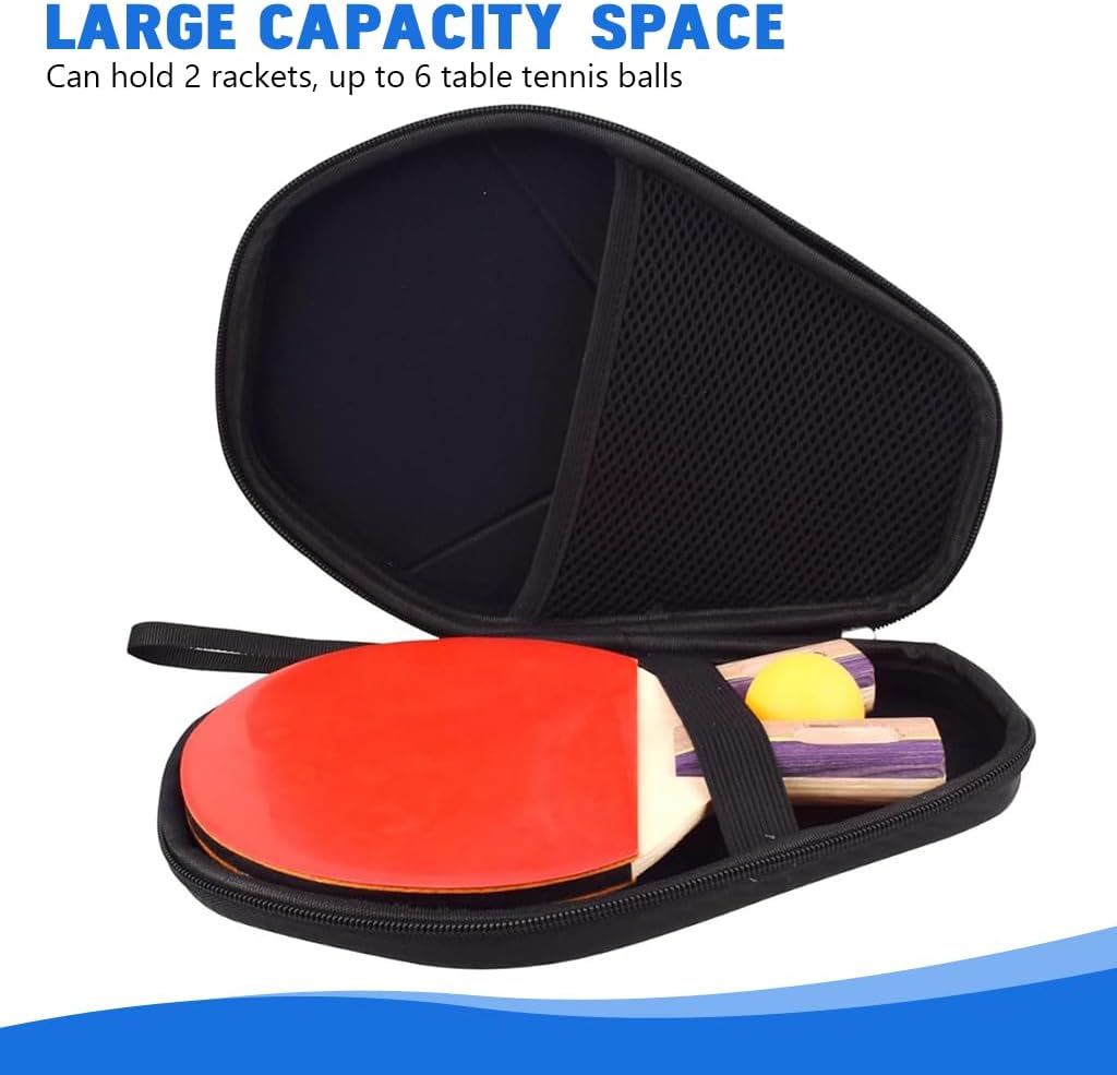 Proberos® Table Tennis Paddle Case, Ping Pong Racket Storage Case, Waterproof Thicken EVA Hard Shell Carbon Fiber Pattern Protective Storage Bag, Built in Mesh Ping Pong Ball Pocket