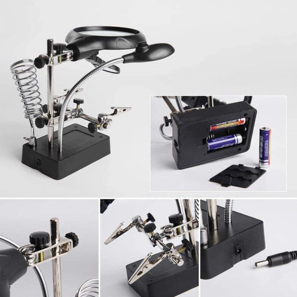 EUQKKWLOY Lupa para Lectura, Lupa iluminada con 5 Luces LED, Lupa de Escritorio Ajustable de 2.5 x 7.5, para teléfono móvil, Reloj, Soldadura, HD, observación biológica, Lectura, Lupa con so