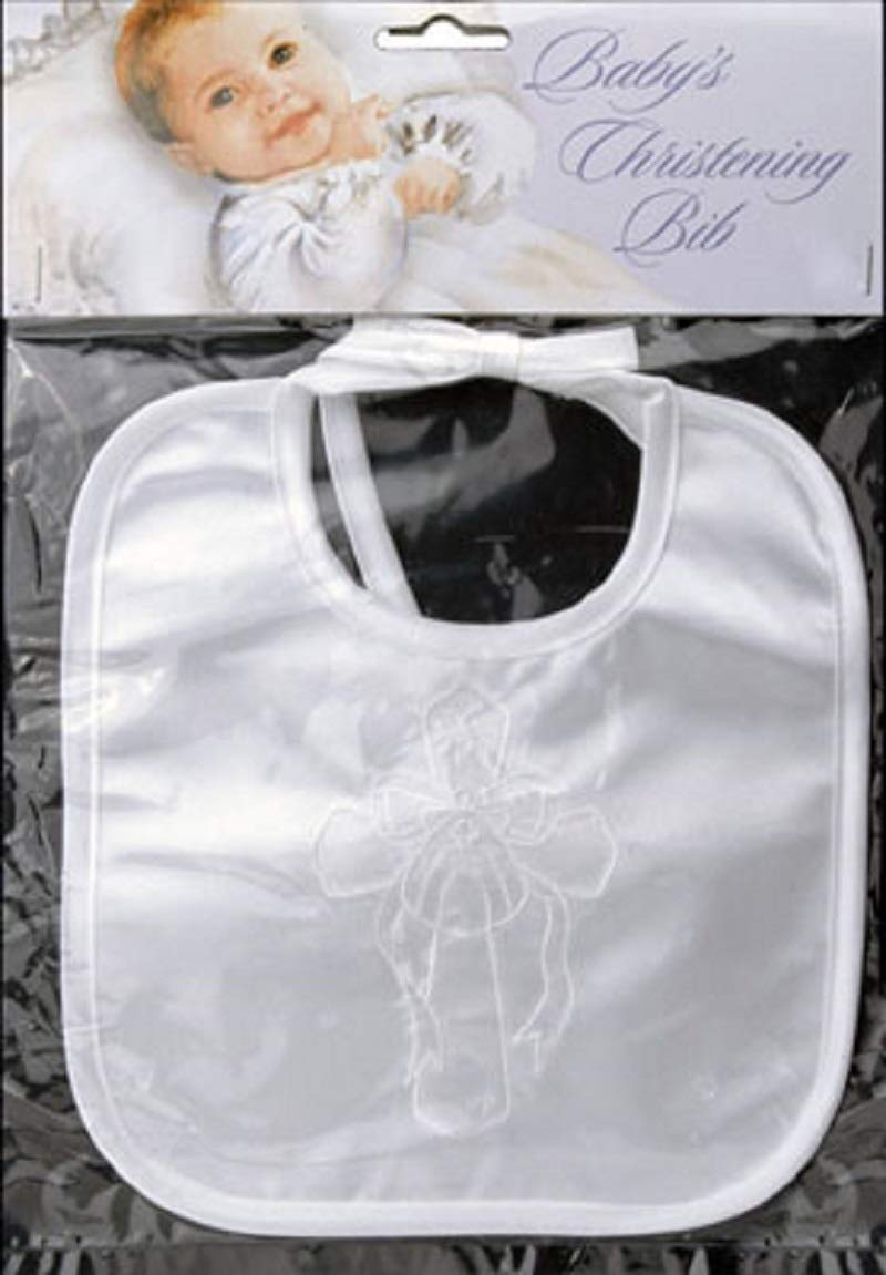 The Healing Corner White Christening Satin Bib Baptism Boy Girl