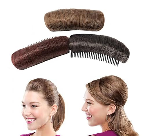 Miniatura 4 de 3 piezas de moño para el cabello, clip invisible para el cabello, base de volumen para el cabello, estilo princesa esponjoso, almohadilla para el