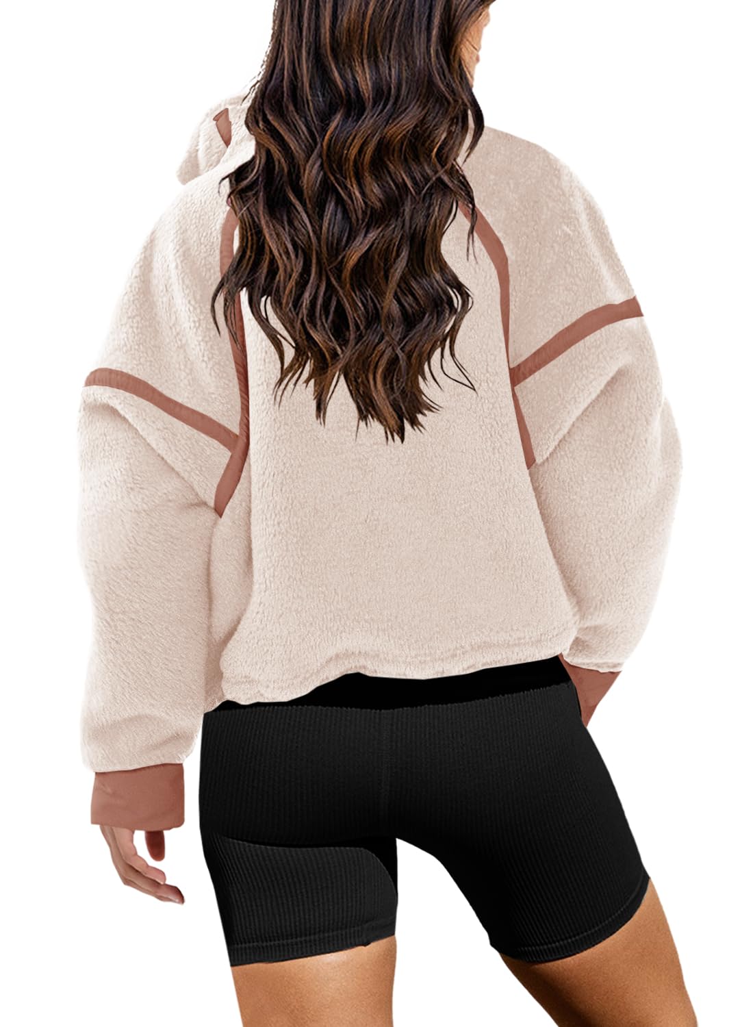 Panadila, Damen Fleece-Pullover mit halbem Reißverschluss, weich, warm und locker geschnitten, mit Taschen und kuscheligem Teddyfleece für hohen Tragekomfort