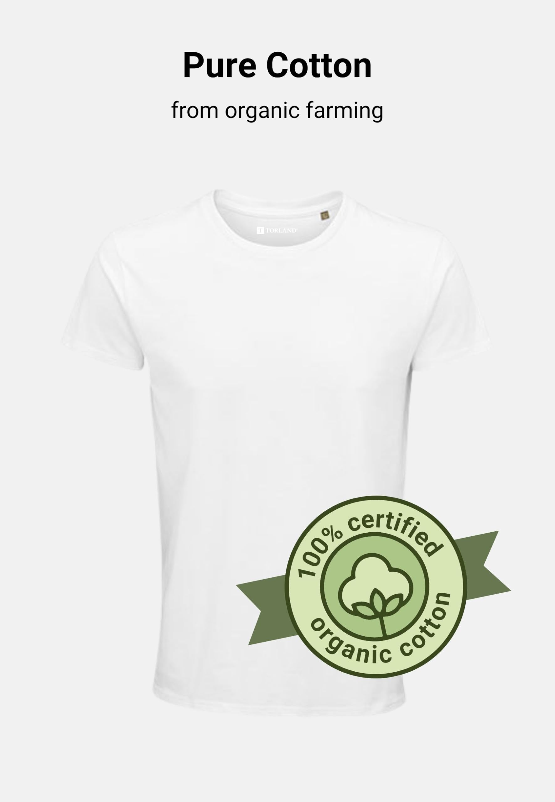 Camiseta para hombre Soft Touch de 100% algodón orgánico (talla S-3XL), muy ligera y suave, cuello redondo