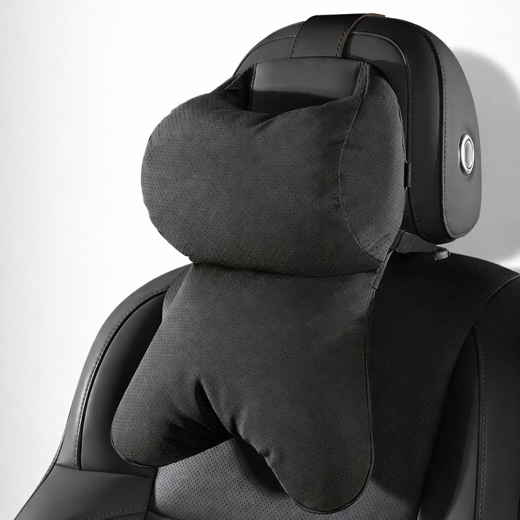 SHITONGSHANGMAO Car Neck Pillow for BMW i5 Touring (Estate) Type G61E (G61) 2024, Car Headrest with Anti-Slip Dynamic Support for Long-term Driving, Memory Foam & Leather,Black