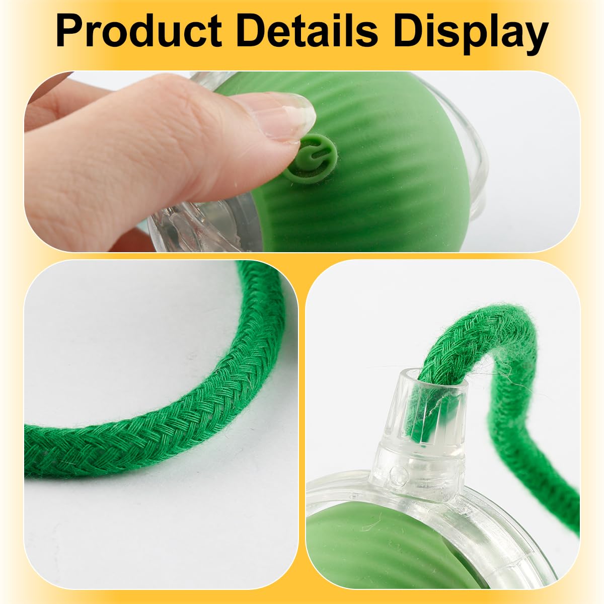 Lotsdonxia Automatic Rolling Cat Toy - Interactive Rechargeable Pet Ball Indoor Fun and Engaging Self-Play Toy for Cats Actives (Green) - Image 3