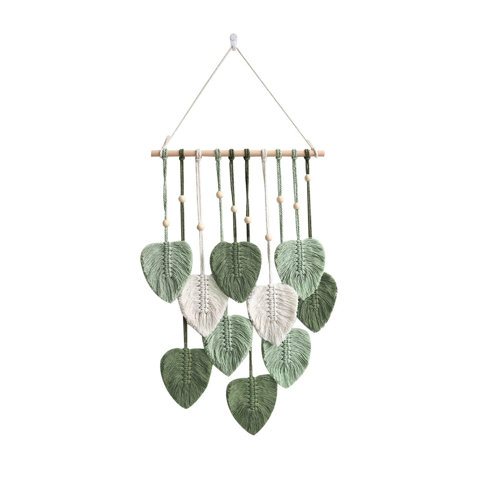 GUOKMN Macrame Wall Hanging Leaves,Boho Macrame Wall Decor,Handmade Woven Leaves Tassels Tapestry Feathers for Outdoor, Indoor, Living Room, Bedroom