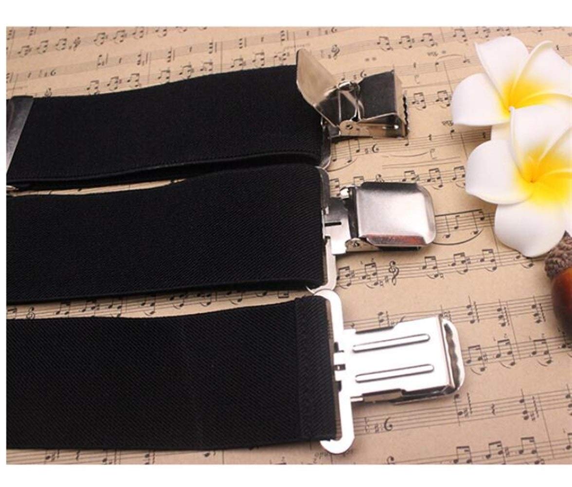 Olata Extra Brede Bretels voor Heren – 5 cm Breed, Stevig en Verstelbaar met Sterke Clips, Ideaal voor Werk en Formele Kleding. Rood (Zwarte Clips