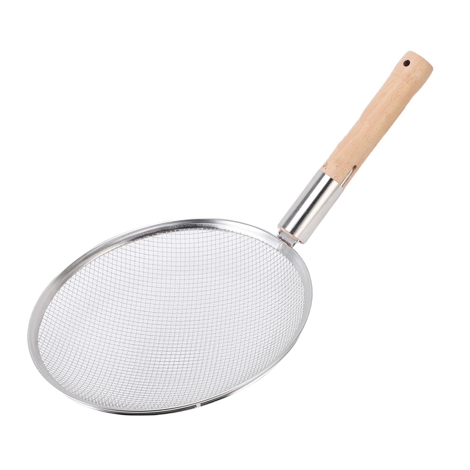 Feinmaschiger Schaumlöffel, 201-Edelstahlsieb mit Ergonomischem Holzgriff, Feinmaschiges Lebensmittelsieb, Ideal Zum Kochen in der Küche, Zum Filtern von Öl, Reis, Nudeln, Nudeln und (30cm)