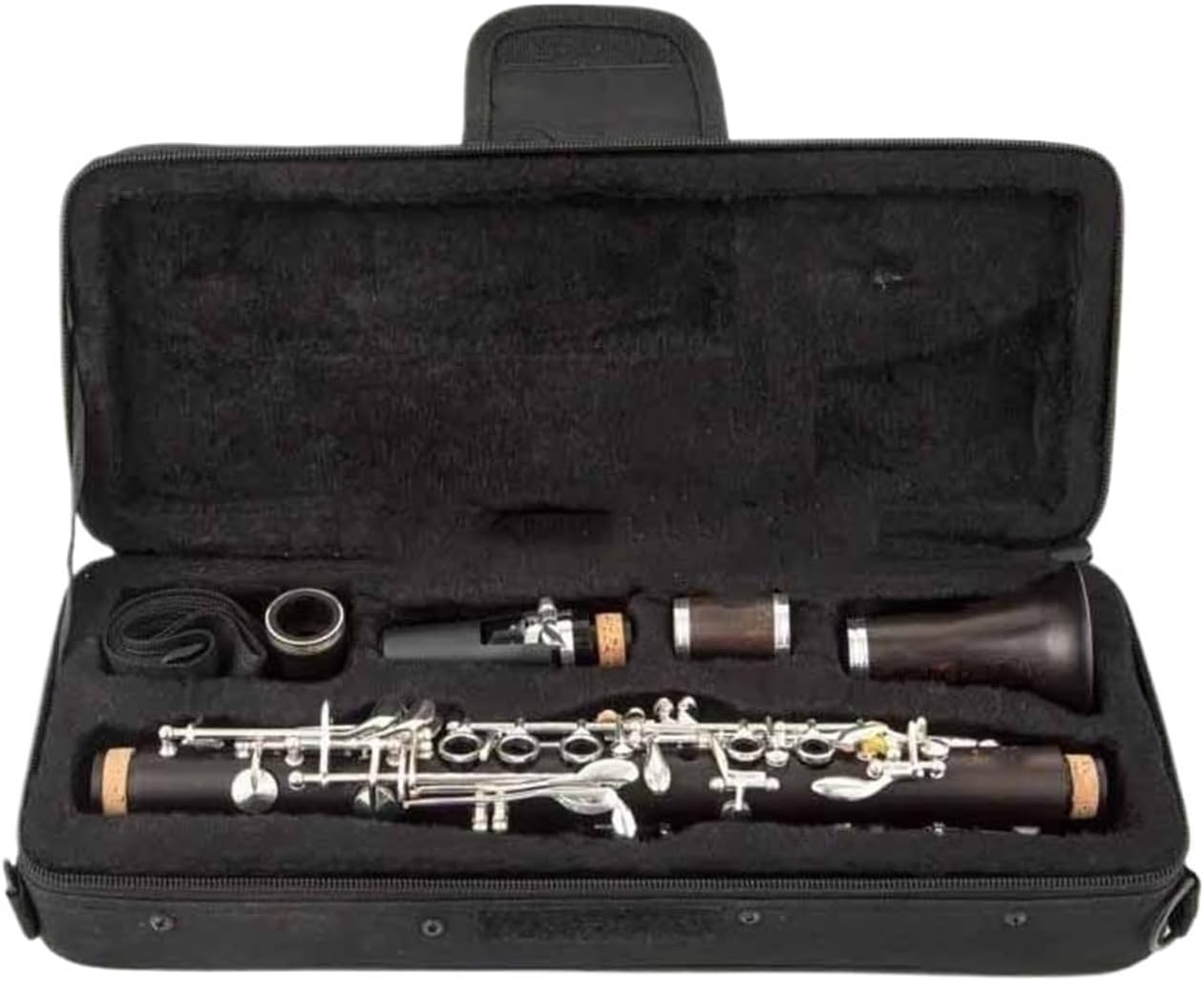 Clarinet E Flat 17 Keys Ebony Wood Nickel Plated Professional Musical Instrument With Case